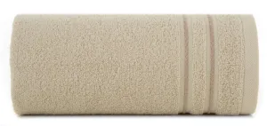 Ręcznik Emina 70x140 beżowy zdobiony  stebnowaną bordiurą 500 g/m2 Eurofirany