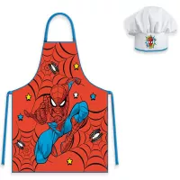 Fartuszek dziecięcy z czapką Spiderman czerwony zestaw kucharza