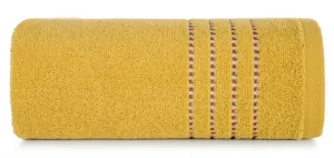 Ręcznik 70x140 Fiore musztardowy 500g/m2 frotte ozdobiony bordiurą w postaci cienkich paseczków Eurofirany