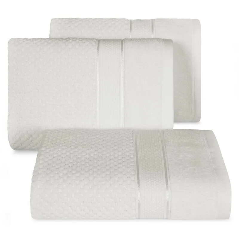 Ręcznik Jessi 90x150 biały frotte  500g/m2 z fakturą wytłaczanej krateczki i welurową bordiurą Eurofirany