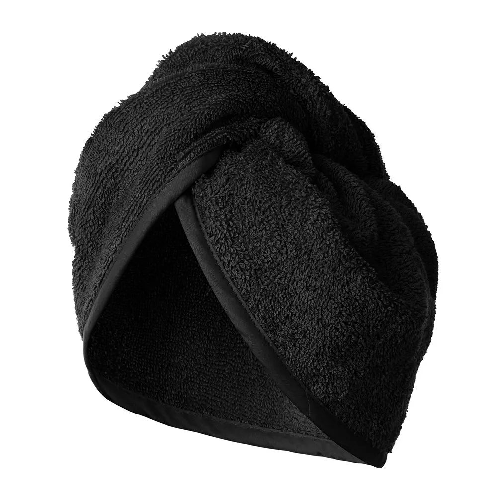 Turban kąpielowy 65x23 czarny frotte new  ręcznik do włosów na głowę