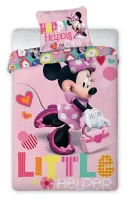Pościel bawełniana 160x200 Myszka Mini Minnie Mouse kotki Happy różowa dwustronna 3485