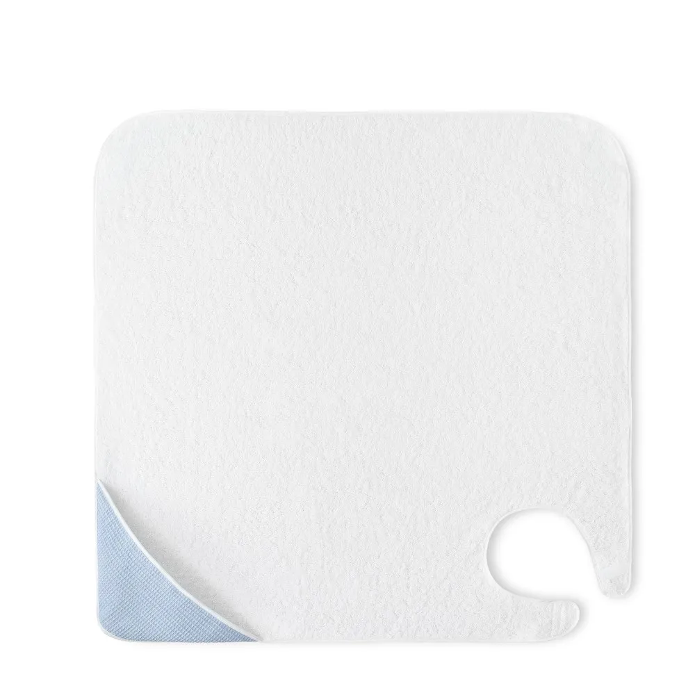 Okrycie kąpielowe 100x100 Fartuch biały   biebieski ręcznik z kapturkiem bawełniany frotte