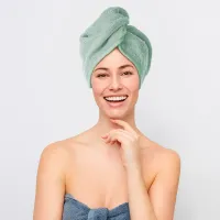 Turban kąpielowy 65x23 szałwiowy frotte new ręcznik do włosów na głowę