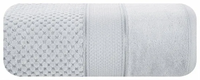 Ręcznik Jessi 90x150 srebrny 500g/m2  z fakturą wytłaczanej krateczki i welurową bordiurą frotte Eurofirany