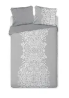 Pościel satynowa 160x200 Elegant 004 Glamour szara biała orientalna ornamenty dwustronna
