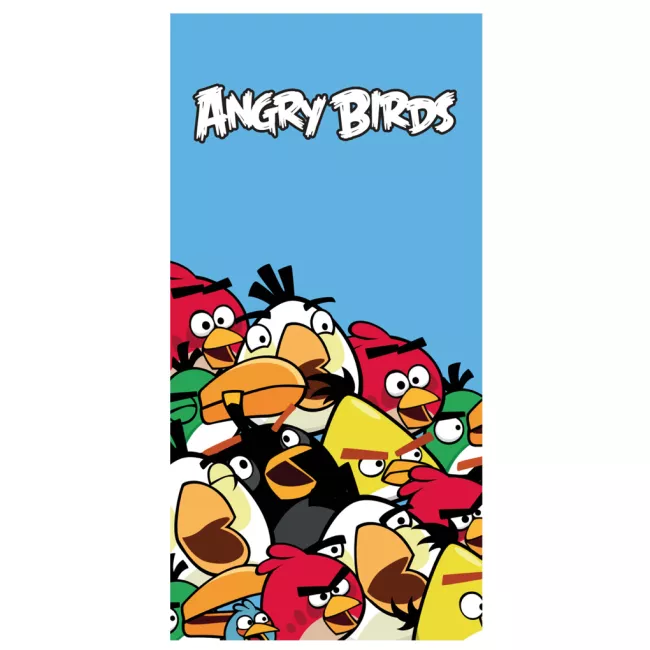 Ręcznik 75x150 Angry Birds postacie na błękitnym tle
