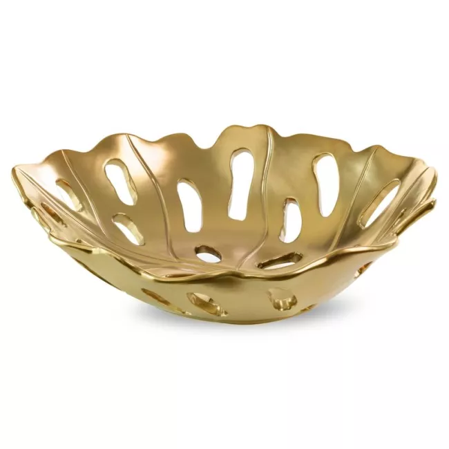 Patera ceramiczna 37x30x10 Mira złota  liść dekoracyjna Eurofirany