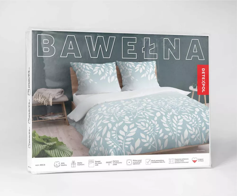 Pościel bawełniana 220x200 miętowa 4956B  Bawełna 84