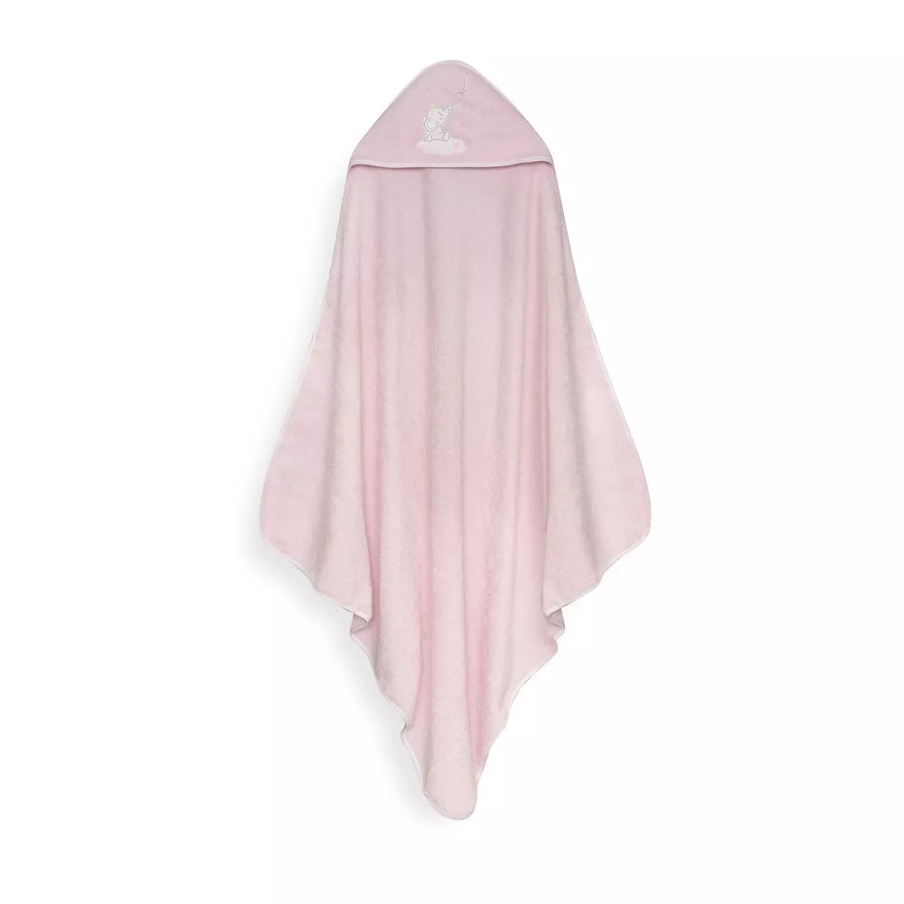 Okrycie kąpielowe 100x100 Słoń serduszko  różowy ręcznik z kapturkiem + śliniaczek