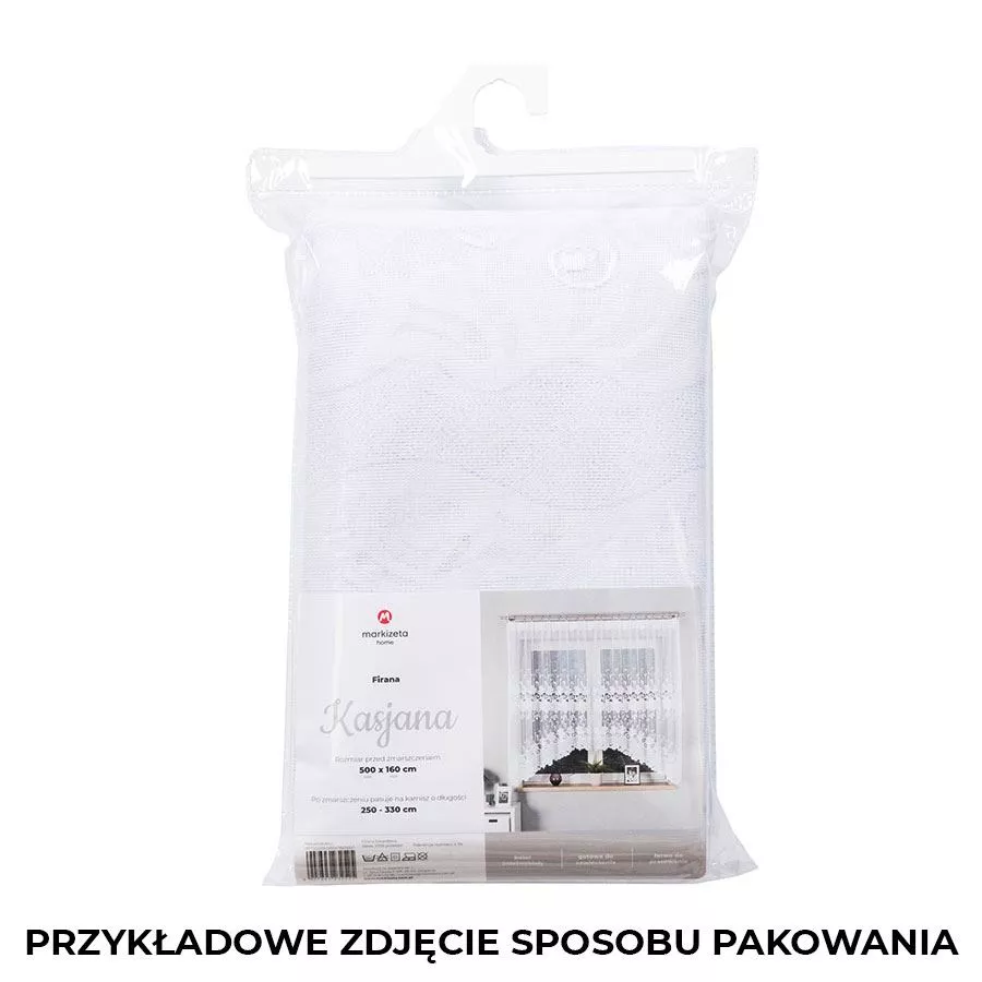 KASJANA Firanka żakardowa gotowa, szerokość 500 x wysokość 160cm, kolor 001 biały 007003/FBL/001/500160/1