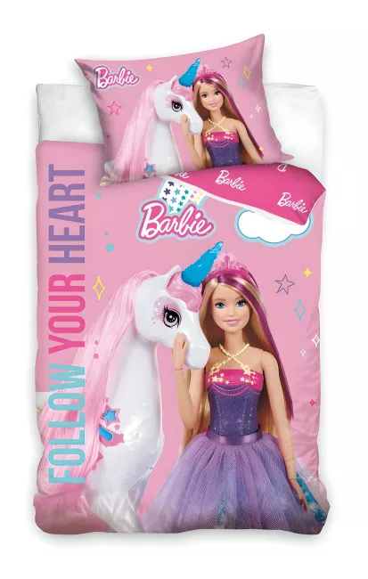 Pościel bawełniana 100x135 Barbie różówa  poszewka 40x60 C24