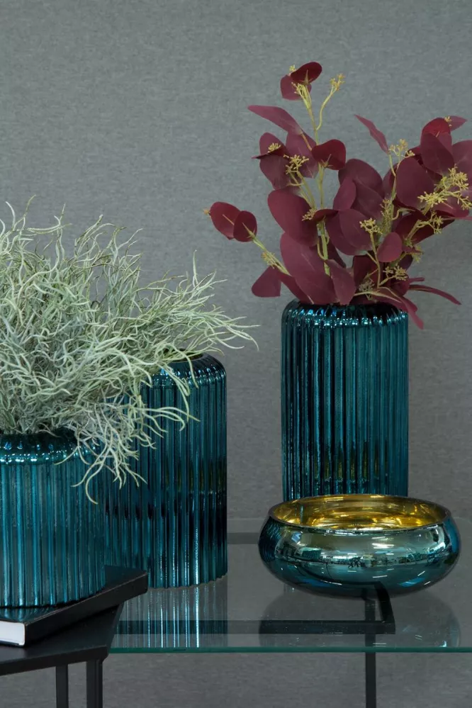Szklany wazon dekoracyjny 15x25 Nela  ciemnoturkusowy