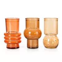 Zestaw 3 szklanych wazonów 10.5x17 pomarańczowy MIX color