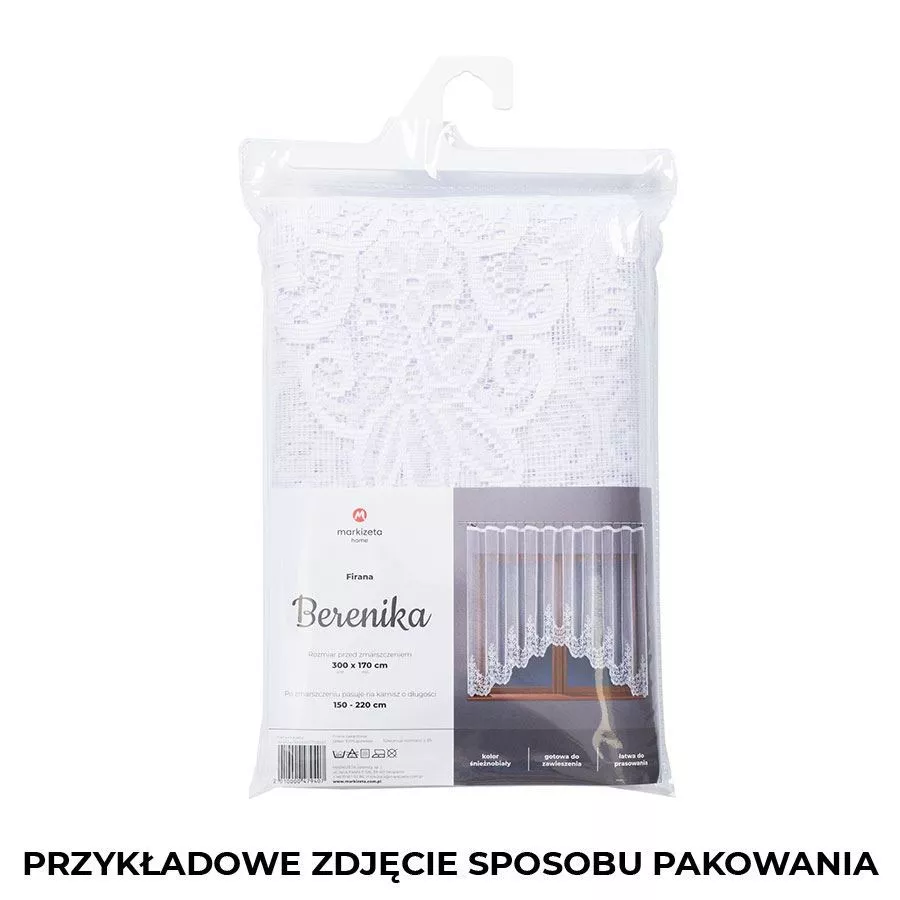 BERENIKA Firanka żakardowa gotowa, szerokość 250 x wysokość 120cm, kolor 001 biały 004304/FBL/001/250120/1