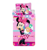 Pościel bawełniana 140x200 Myszka Mini 0952 Minnie Mouse różowa poszewka 70x90