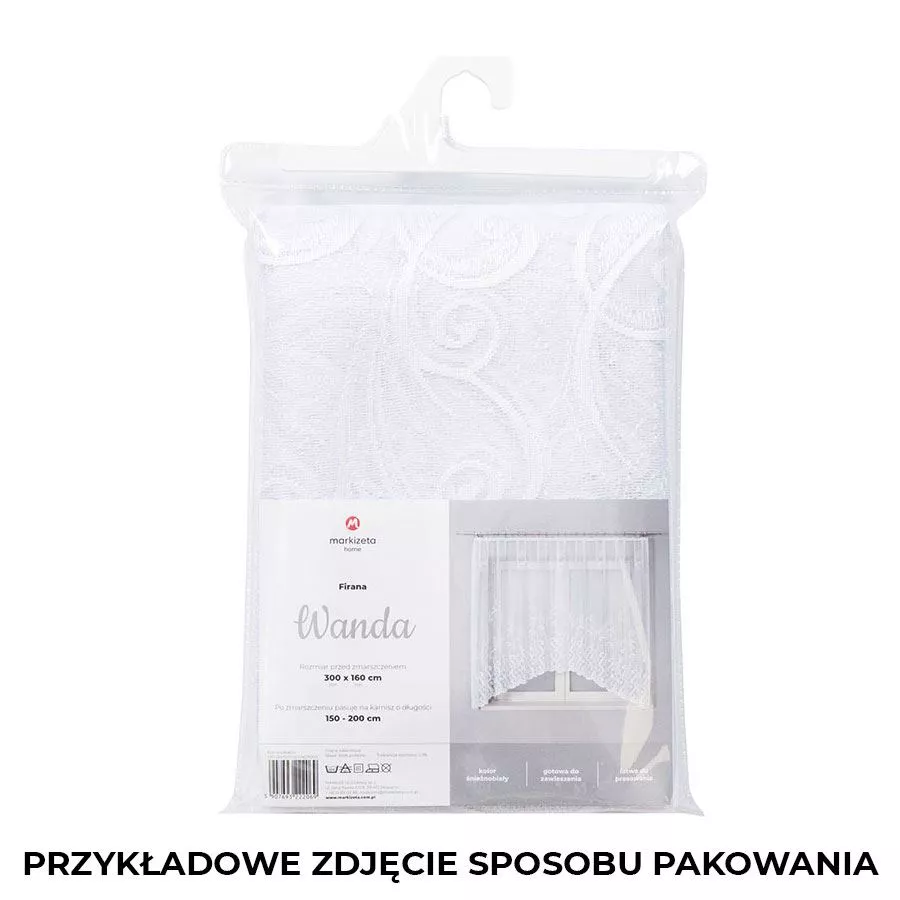 WANDA Firanka żakardowa gotowa, szerokość 300 x wysokość 160cm, kolor 001 biały 007234/FBL/001/300160/1