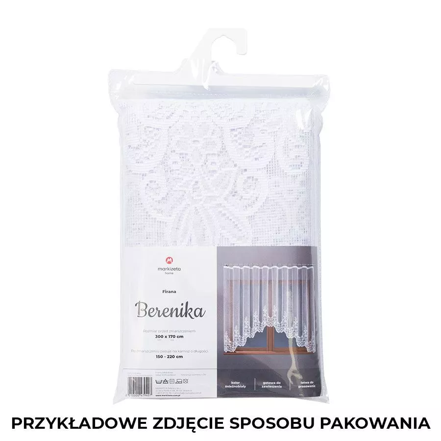 BERENIKA Firanka żakardowa gotowa, szerokość 300 x wysokość 160cm, kolor 001 biały 004304/FBL/001/300160/1