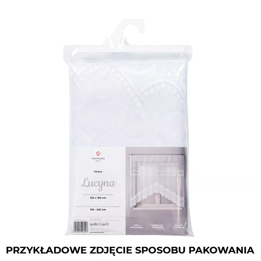 LUCYNA Firanka żakardowa gotowa, szerokość 300 x wysokość 120cm, kolor 001 biały 015079/FBL/001/300120/1