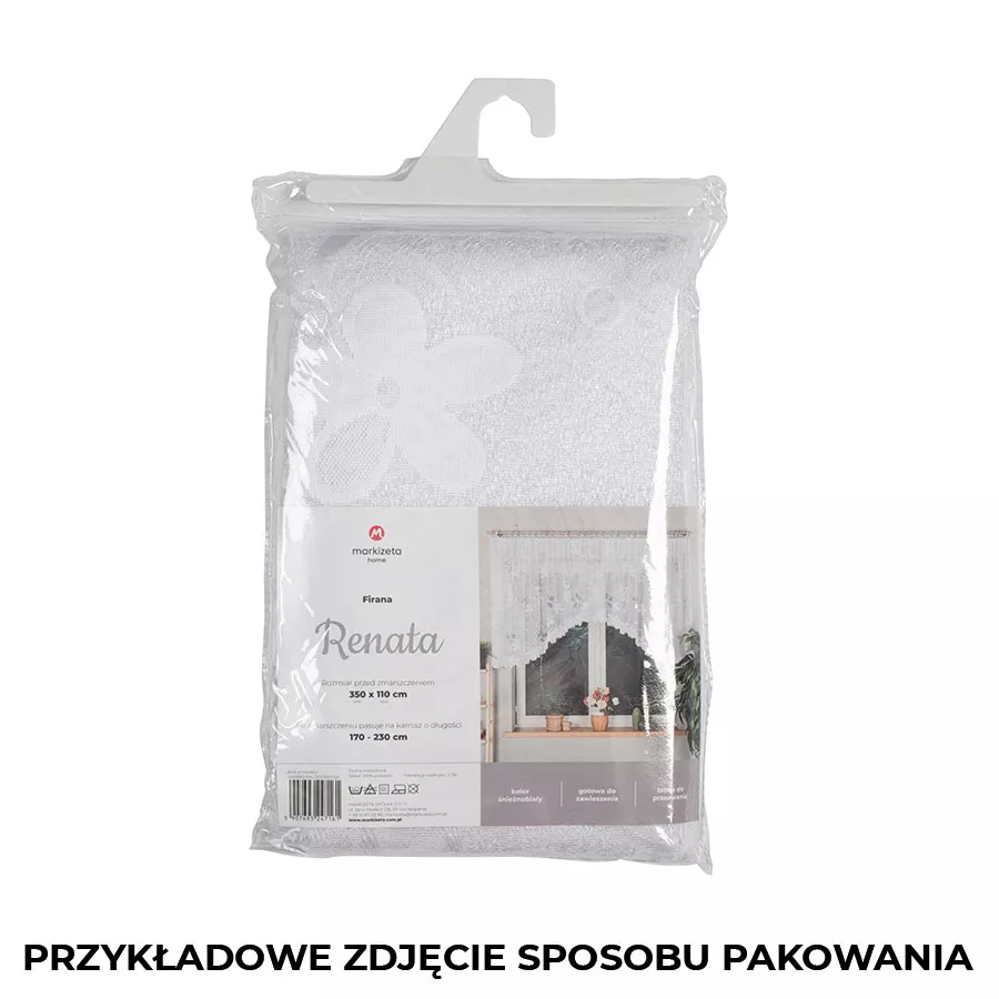 RENATA Firanka żakardowa gotowa, szerokość 350 x wysokość 80cm, kolor 001 biały 049885/FBL/001/350080/1