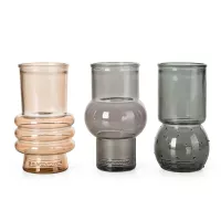 Zestaw 3 szklanych wazonów 10.5x17 stalowy MIX color