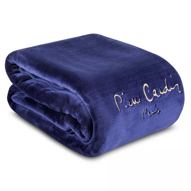 Koc narzuta 160x220 Clara 1 700g/m2  granatowy złoty haft Pierre Cardin