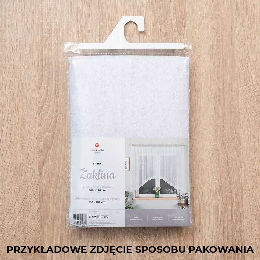 ŻAKLINA Firanka żakardowa gotowa, szerokość 250 x wysokość 80cm, kolor 001 biały 023405/FBL/001/250080/1