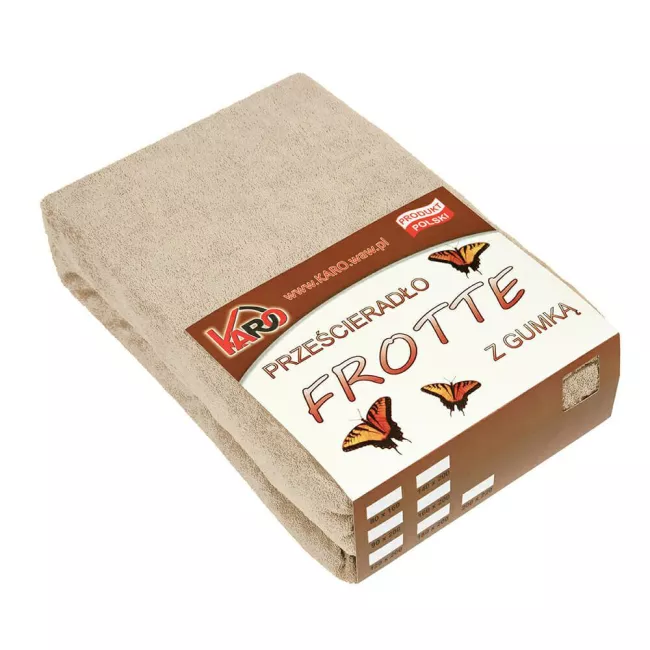 Prześcieradło frotte z gumką   90x200  beżowe cappuccino 076 grube 200g/m2 KARO