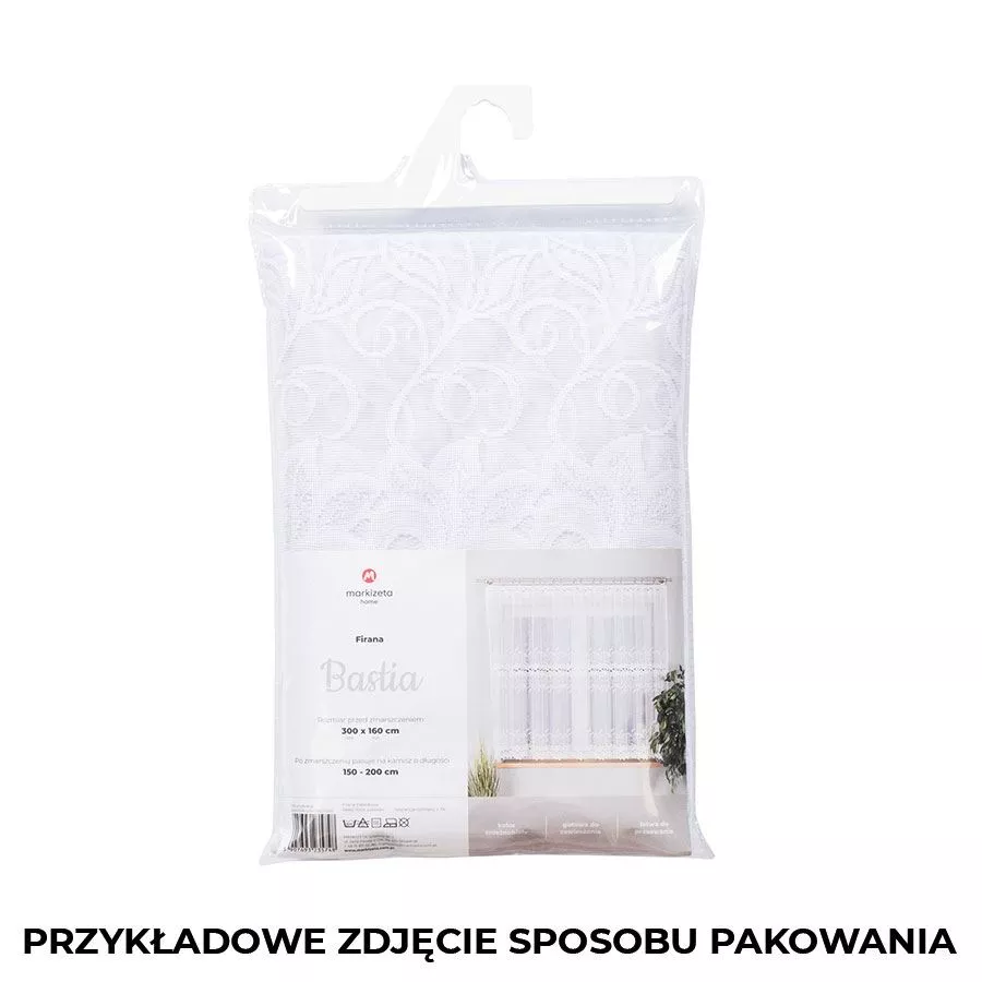 BASTIA Firanka żakardowa gotowa, szerokość 350 x wysokość 120cm, kolor 001 biały 648107/FBL/001/350120/1