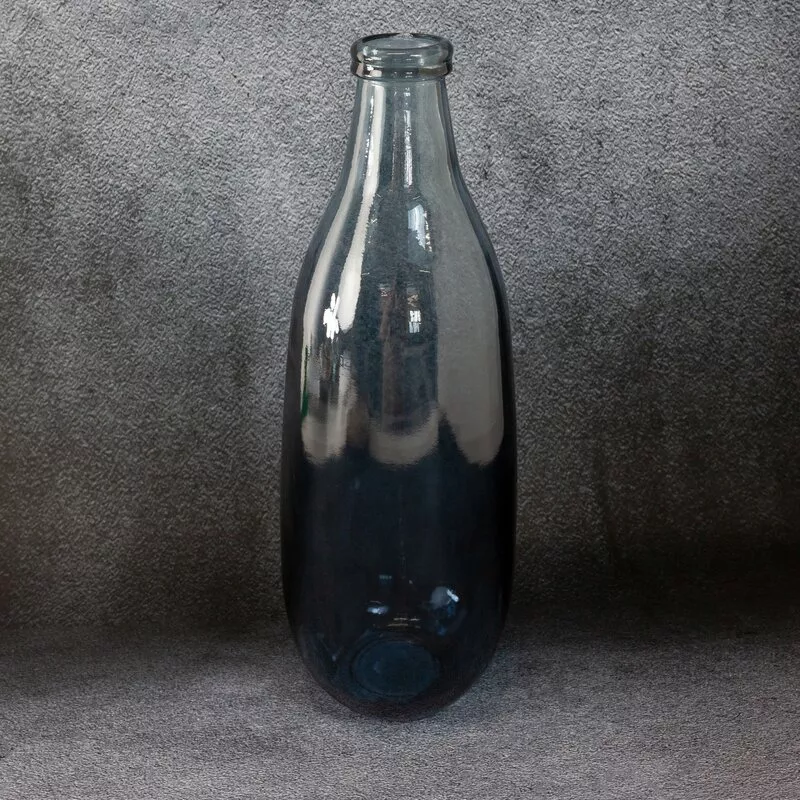 Szklany wazon dekoracyjny 15x40 Sibel  stalowy