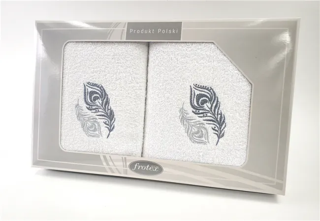 Komplet ręczników w pudełku 2 szt 50x90   Gift biały wzór 2 Frotex