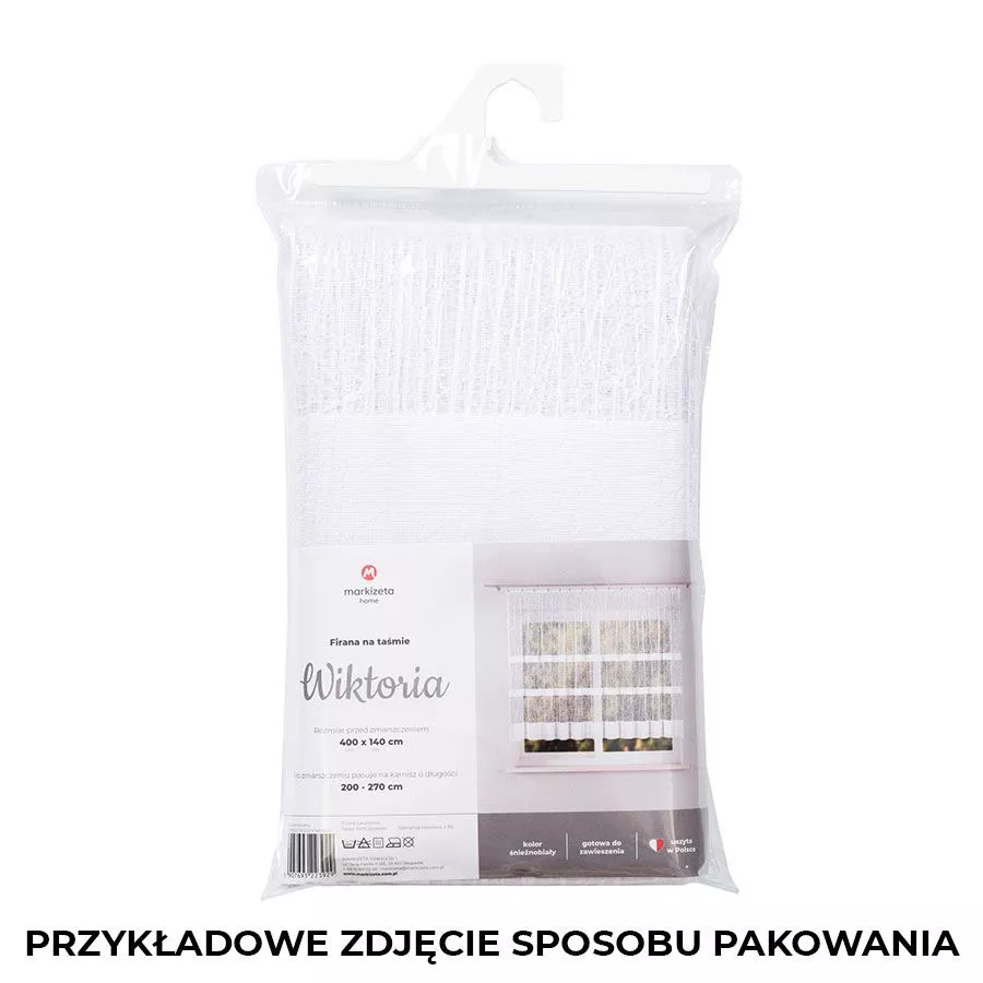 WIKTORIA Firanka żakardowa gotowa na prosto, szerokość 410 x wysokość 160cm, kolor 001 biały 018352/FBP/001/410160/1