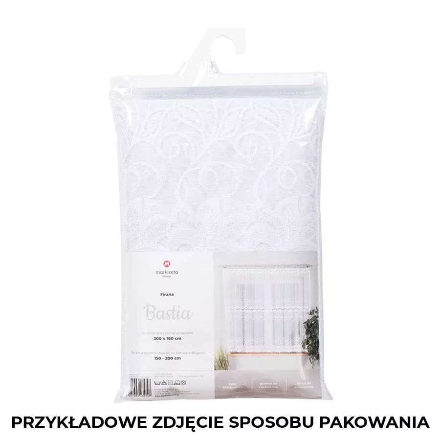 BASTIA Firanka żakardowa gotowa na prosto, szerokość 300 x wysokość 160cm, kolor 001 biały 648107/FBP/001/300160/1