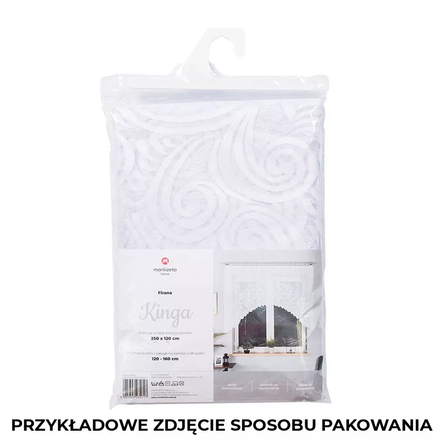 KINGA Firanka żakardowa gotowa, szerokość 400 x wysokość 160cm, kolor 001 biały 023391/FBL/001/400160/1