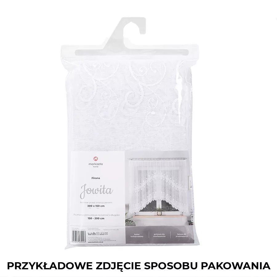 EMILIA Firanka żakardowa gotowa fala, szerokość 340 x wysokość 140cm, kolor 001 biały 181040/FBF/001/340140/1