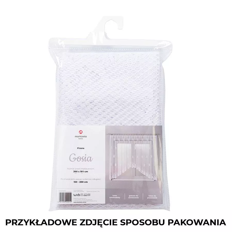 GOSIA Firanka żakardowa gotowa, szerokość 250 x wysokość 120cm, kolor 001 biały 004017/FBL/001/250120/1