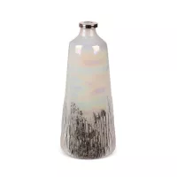 Szklany wazon dekoracyjny 15x36 Aden  kremowy srebrny