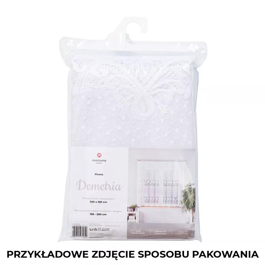 DEMETRIA Firanka żakardowa gotowa na prosto, szerokość 300 x wysokość 250cm, kolor 001 biały 017480/FBP/001/300250/1