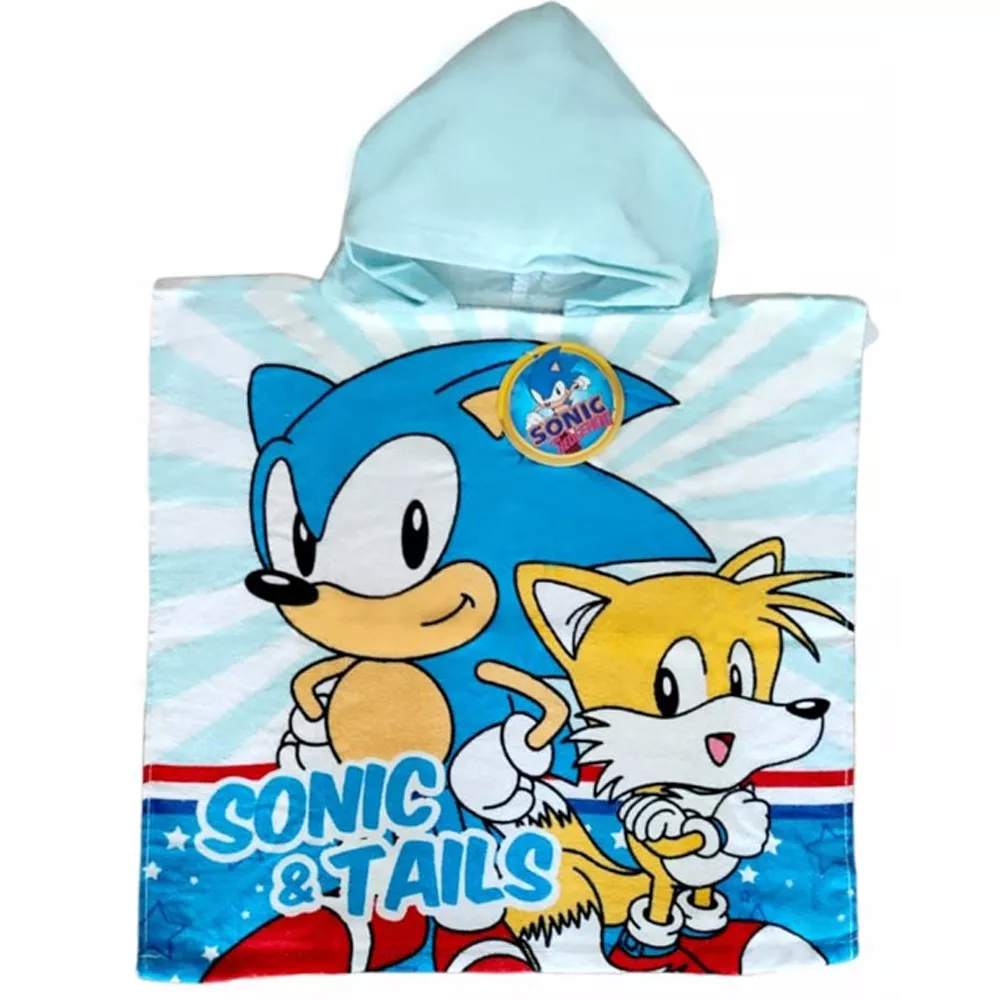 Poncho dla dzieci 50x100 Sonic niebieski  ręcznik z kapturem dziecięcy S24