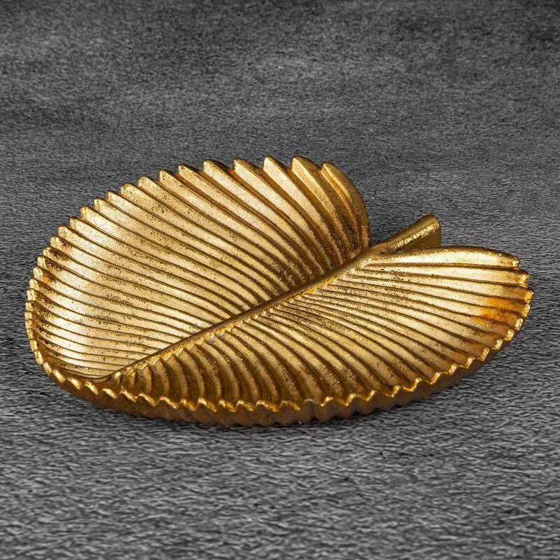 Patera ceramiczna 19x19x2 Femi złota  liść dekoracyjna Eurofirany