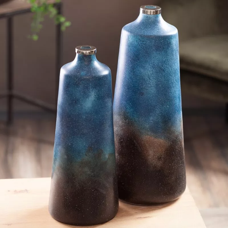 Szklany wazon dekoracyjny 20x11x27 Caren  niebieski