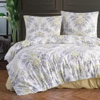 Pościel bawełniana 200x220 Liya szara  żólta ornamenty Cottonlove Exclusive