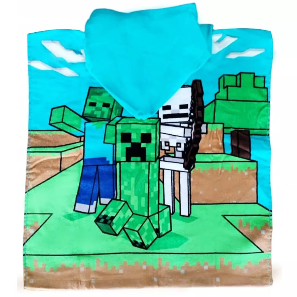 Poncho dla dzieci 50x110 Minecraft  ręcznik z kapturem dziecięcy