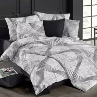 Pościel bawełniana 200x220 Barla szara geometria Cottonlove Exclusive