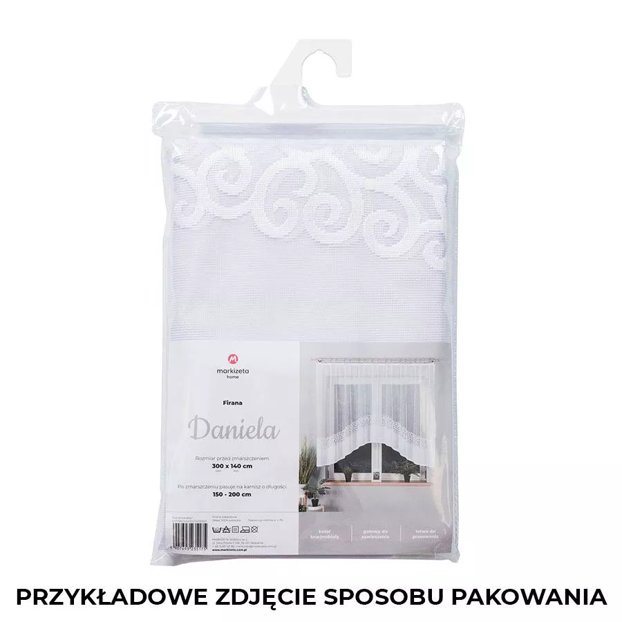 DANIELA Firanka żakardowa gotowa, szerokość 250 x wysokość 90cm, kolor 001 biały 017788/FBL/001/250090/1