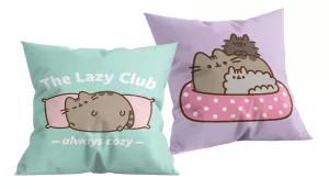 Poduszka dziecięca 40x40 Pusheen Koty  miętowa fioletowa H1