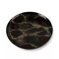 Patera dekoracyjna 33x2 Ada czarna ze  złotym marmurowym wzorem szklana Eurofirany
