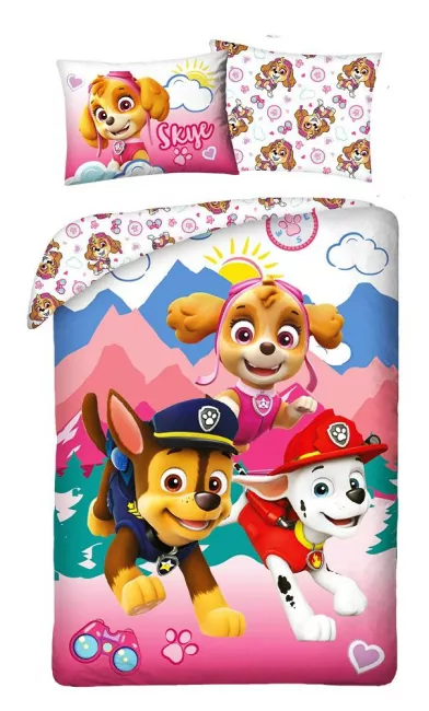 Pościel bawełniana 140x200 Paw Patrol  różowa poszewka 70x90 H1