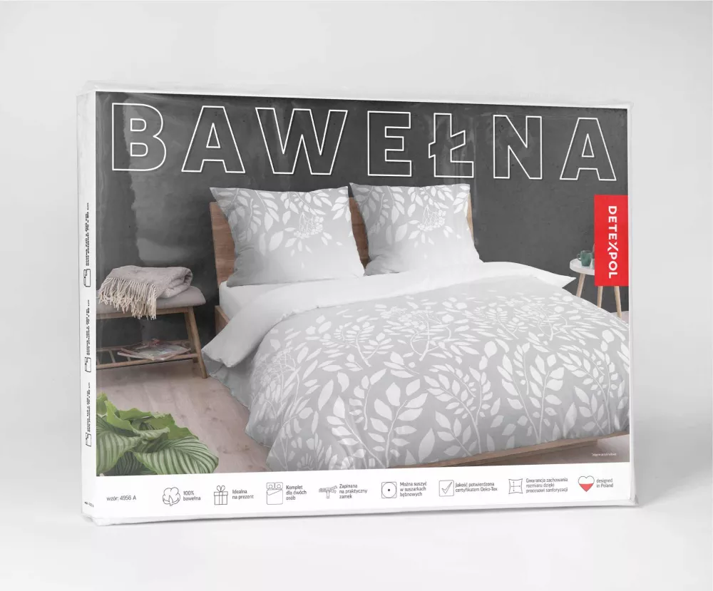 Pościel bawełniana 220x200 szara 4956A  Bawełna 84