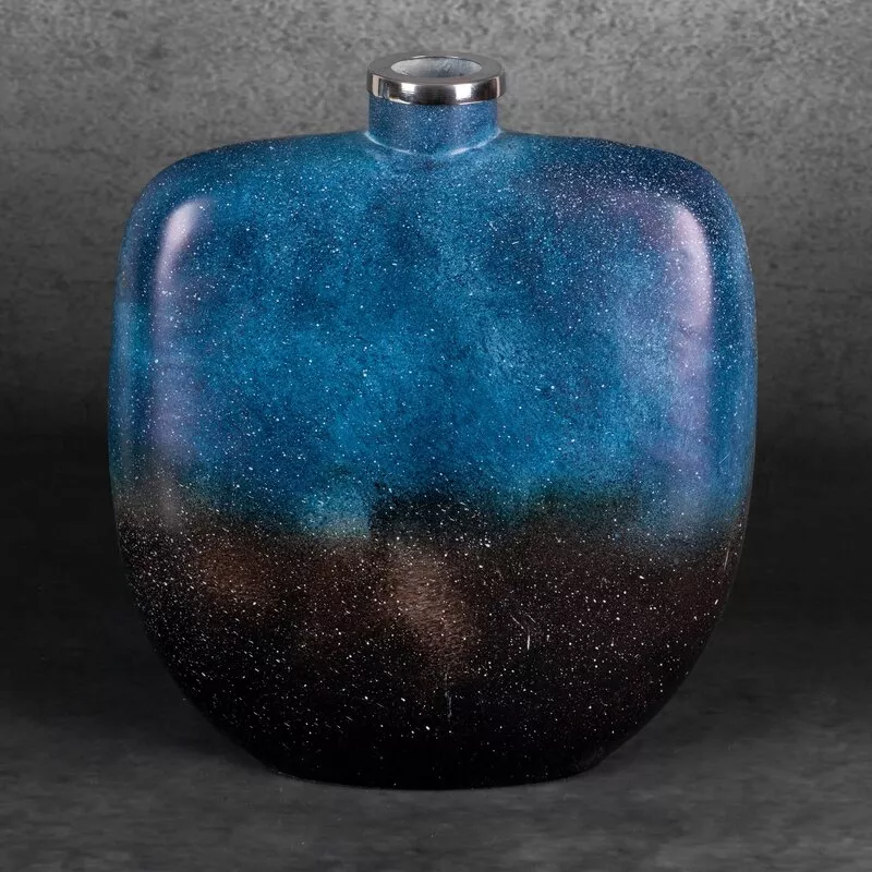 Szklany wazon dekoracyjny 27x10x34 Caren  niebieski